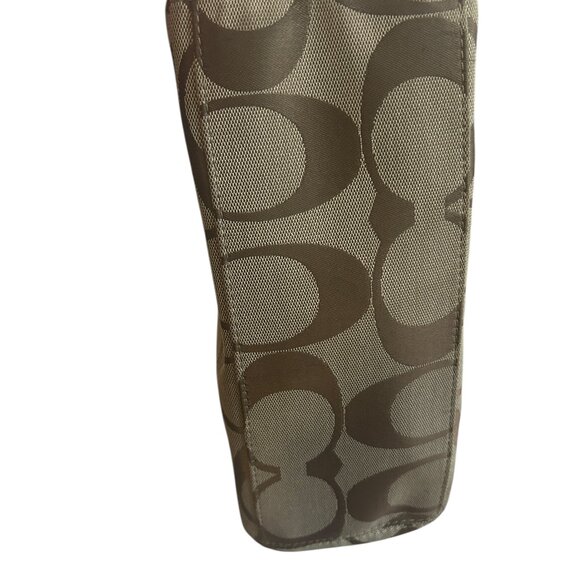 Coach Khaki Brown‎ Signature Turnlock Pocket Bag F14659 Authentic Large Tote - Picture 8 of 9